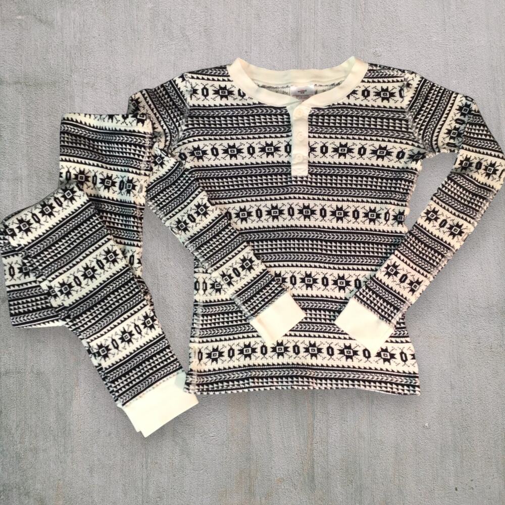 Hanna Andersson Kids US Size 12 Organic Cotton Nordic Fair Isle Henley PJ Set